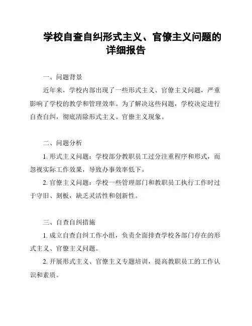学校自查自纠形式主义、官僚主义问题的详细报告