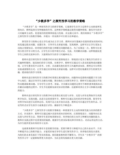 “少教多学”之探究性学习的教学策略