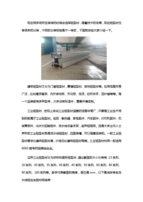 铝型材的分类及规格