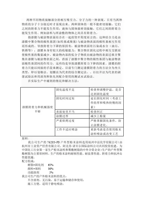 附着力的定义