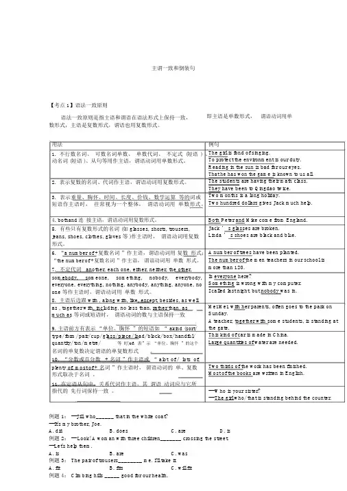 中考英语专题——主谓一致和倒装句的技巧解读及练习