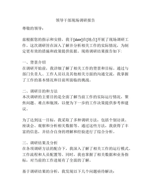 领导干部现场调研报告