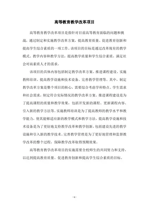 高等教育教学改革项目