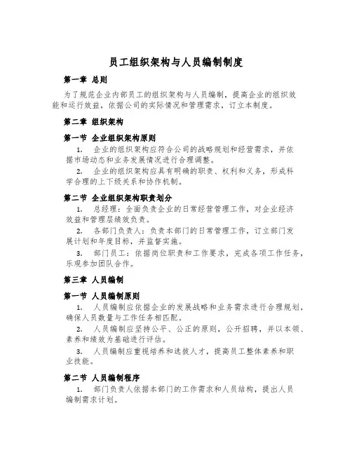 员工组织架构与人员编制制度