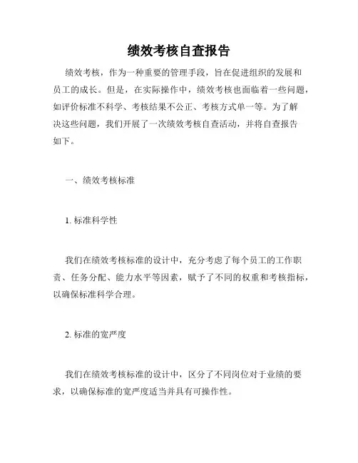 绩效考核自查报告