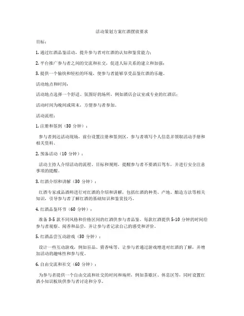 活动策划方案红酒摆放要求