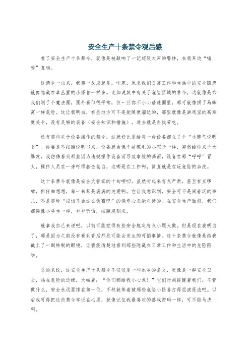 安全生产十条禁令观后感