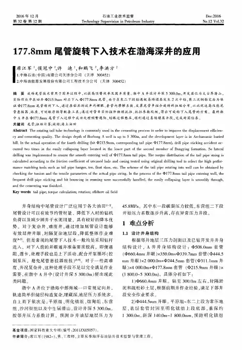 177.8mm尾管旋转下入技术在渤海深井的应用