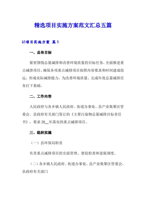 精选项目实施方案范文汇总五篇