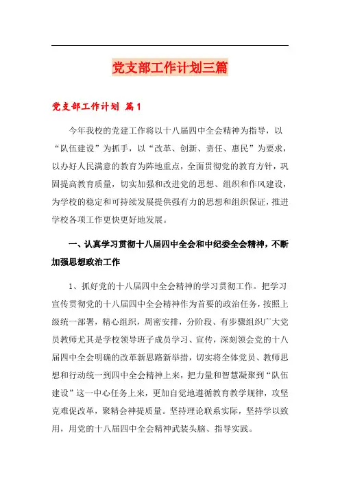 党支部工作计划三篇