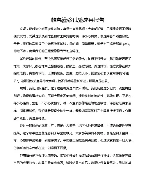 帷幕灌浆试验成果报告