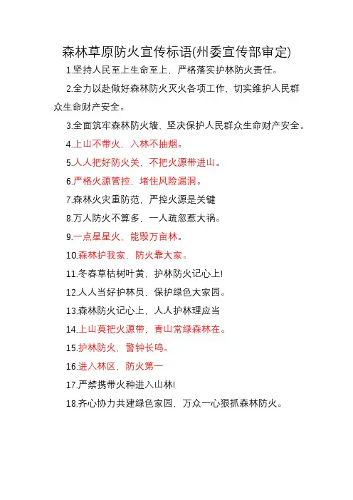 2024森林草原防火宣传标语