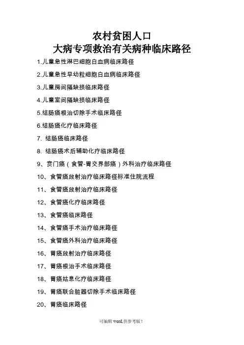 贫困大病临床路径