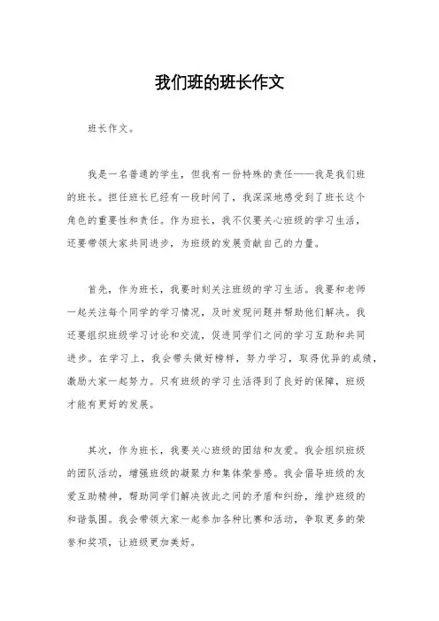 我们班的班长作文