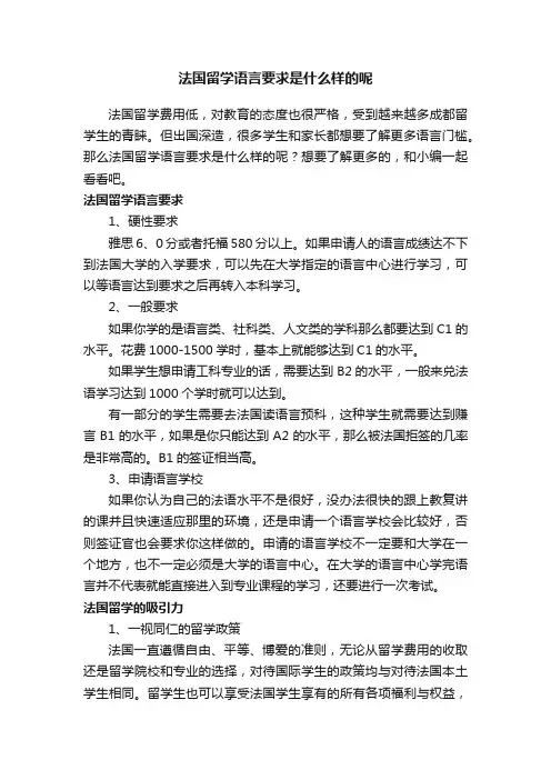 法国留学语言要求是什么样的呢