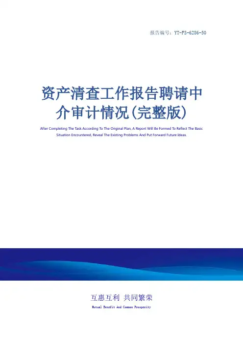 资产清查工作报告聘请中介审计情况(完整版)