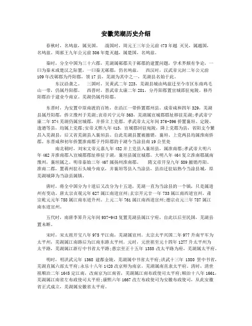 安徽芜湖历史介绍
