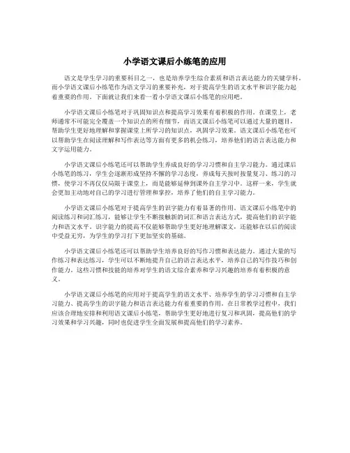 小学语文课后小练笔的应用