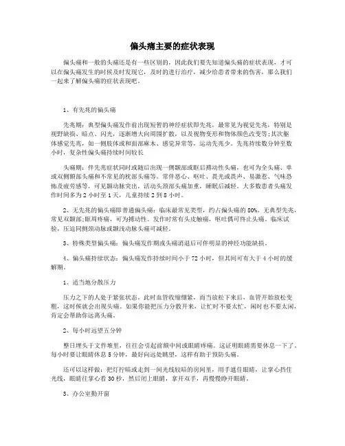 偏头痛主要的症状表现