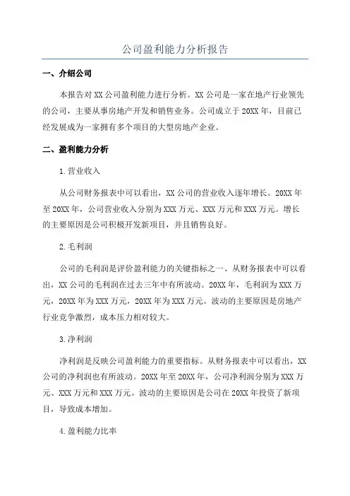 公司盈利能力分析报告