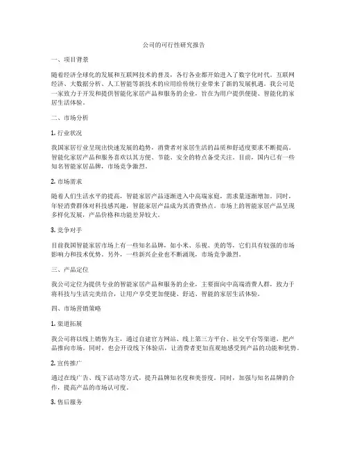 公司的可行性研究报告