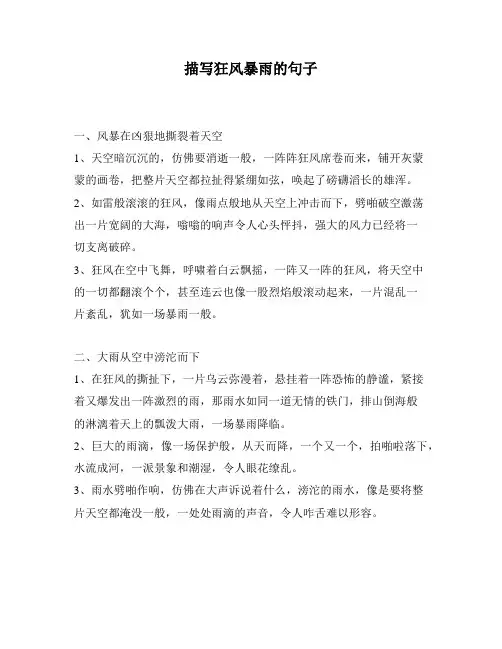 描写狂风暴雨的句子