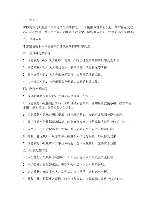 炉体烧穿应急预案