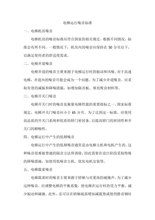 电梯运行噪音标准
