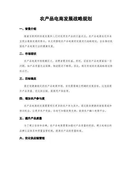 农产品电商发展战略规划