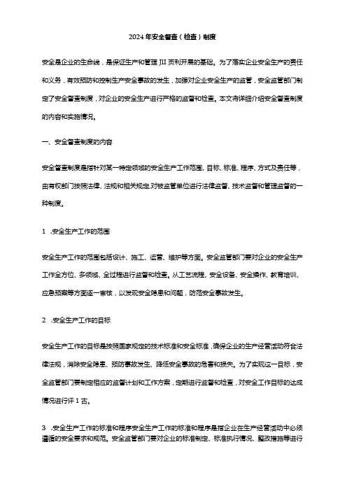 2024年安全督查(检查)制度