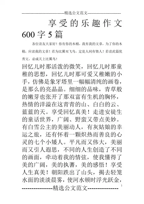 享受的乐趣作文600字5篇