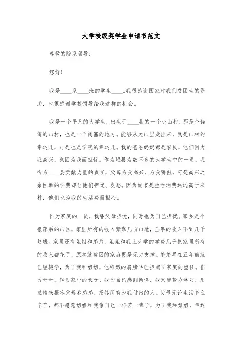 大学校级奖学金申请书范文（6篇）