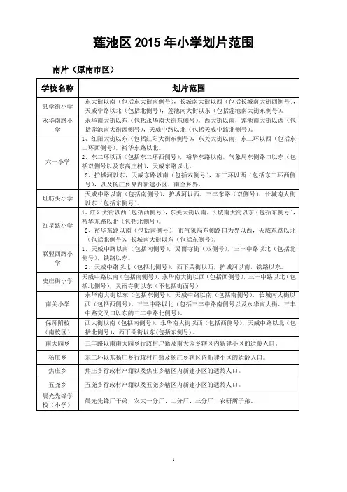 保定市莲池区小学划片范围