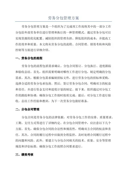 劳务分包管理方案