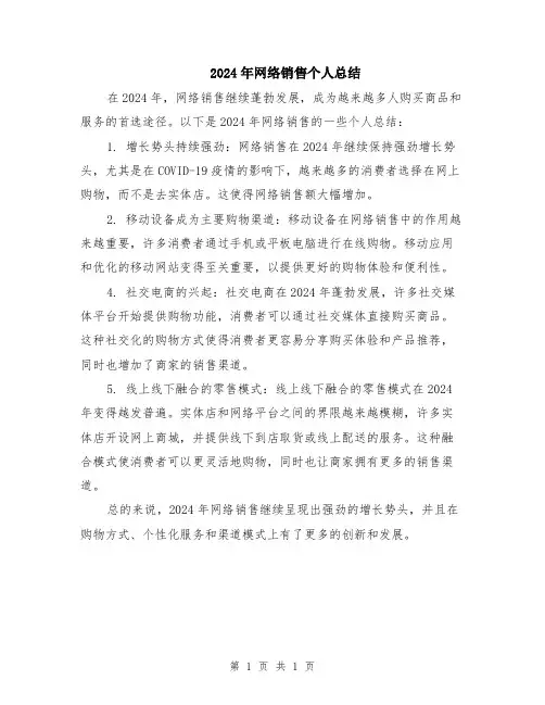 2024年网络销售个人总结