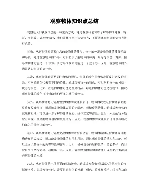 观察物体知识点总结