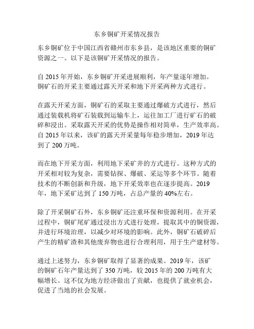 东乡铜矿开采情况报告