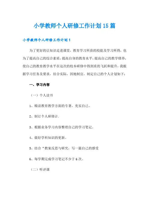 小学教师个人研修工作计划15篇