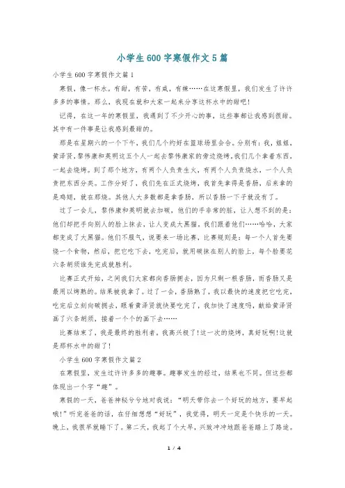 小学生600字寒假作文5篇