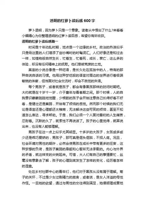 透明的红萝卜读后感600字