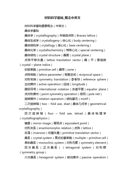 材料科学基础_概念中英文