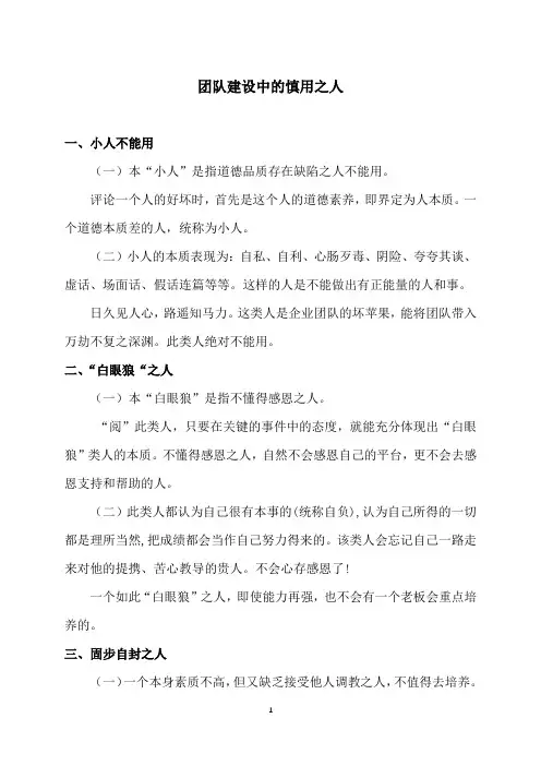 团队建设中的慎用之人