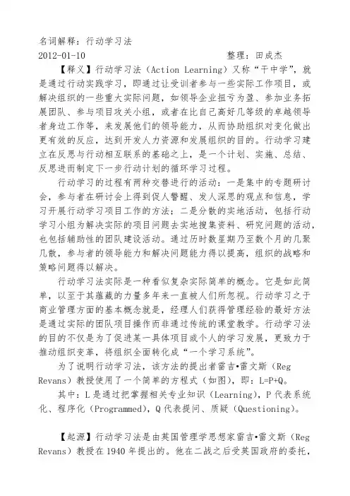 [VIP专享]行动学习法 名词解释