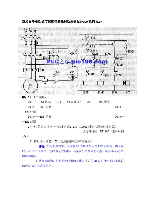 三相异步电动机可逆运行能耗制动控制(S7-200系列PLC).