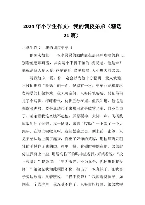 2024年小学生作文：我的调皮弟弟(精选21篇)