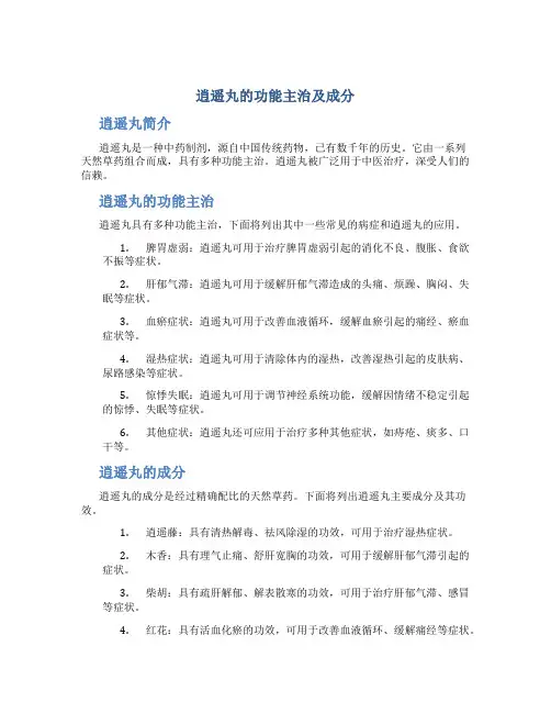 逍遥丸的功能主治及成分