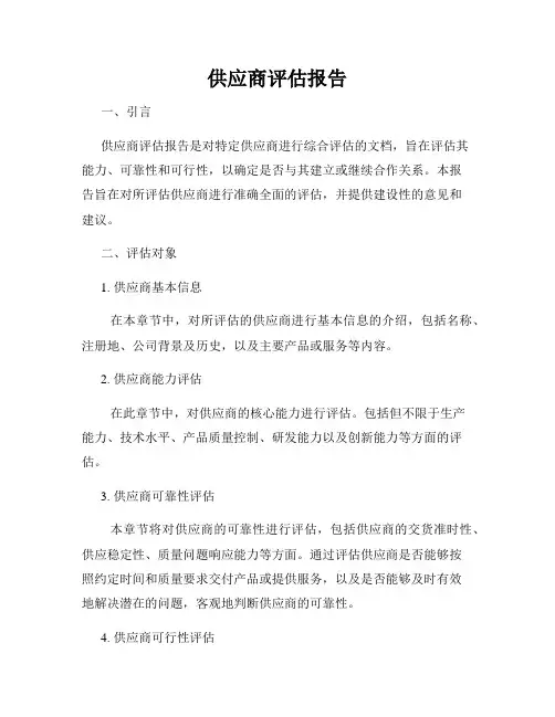供应商评估报告