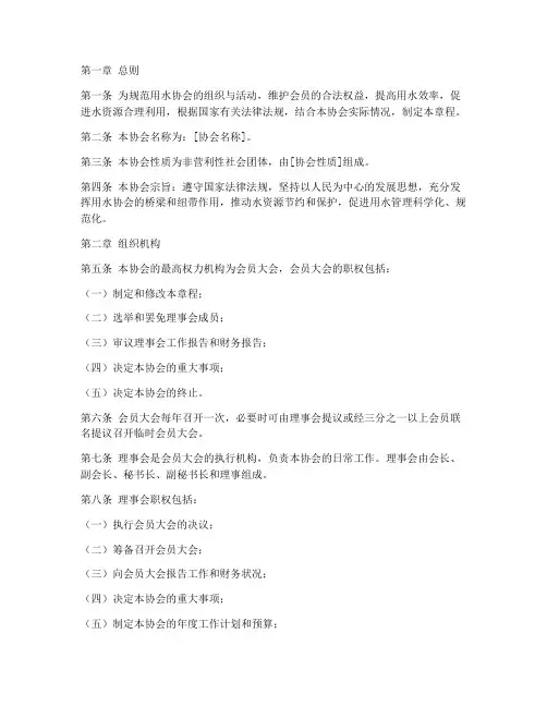 用水协会章程模板