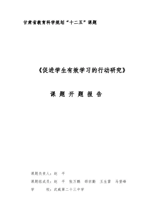 《促进学生有效学习的行动研究》开题报告