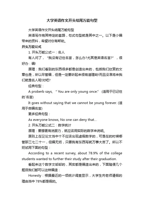 大学英语作文开头结尾万能句型